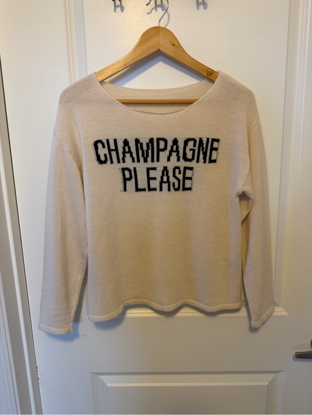 SHEIN champagne please Cream Knit Sweater.